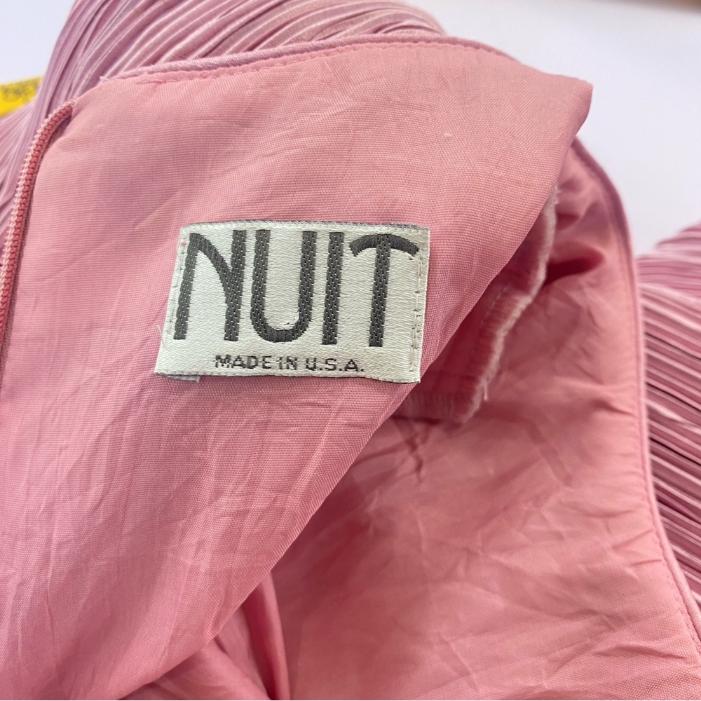 NUIT Vintage 1980s Pink Mauve Micro Pleated Dress Beaded Embellished Waist sz 8 - Picture 15 of 17